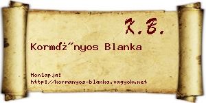 Kormányos Blanka névjegykártya