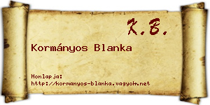 Kormányos Blanka névjegykártya