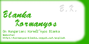 blanka kormanyos business card
